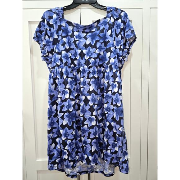 Roaman’s Plus Size Purple Floral Sweetheart Neckline Tunic Top - XL/1X - Picture 5 of 11